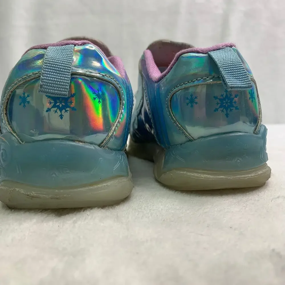 Disney Frozen Anna & Elsa Toddler Girls Sz 8 Shoes Shiny Snowflake Blue Sneakers